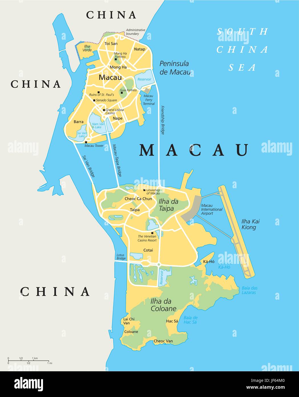La Chine, jeu de hasard, jeux de hasard, Macau, carte, atlas, carte du monde, voyage, Illustration de Vecteur
