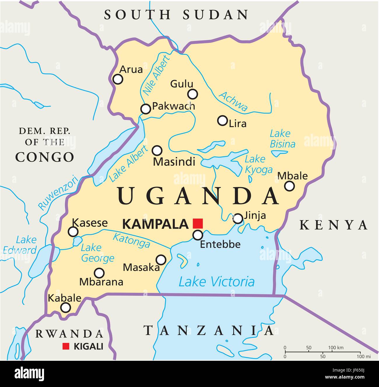 Afrique, politique, le pays, l'Ouganda, carte, atlas, carte du monde, voyage, Illustration de Vecteur