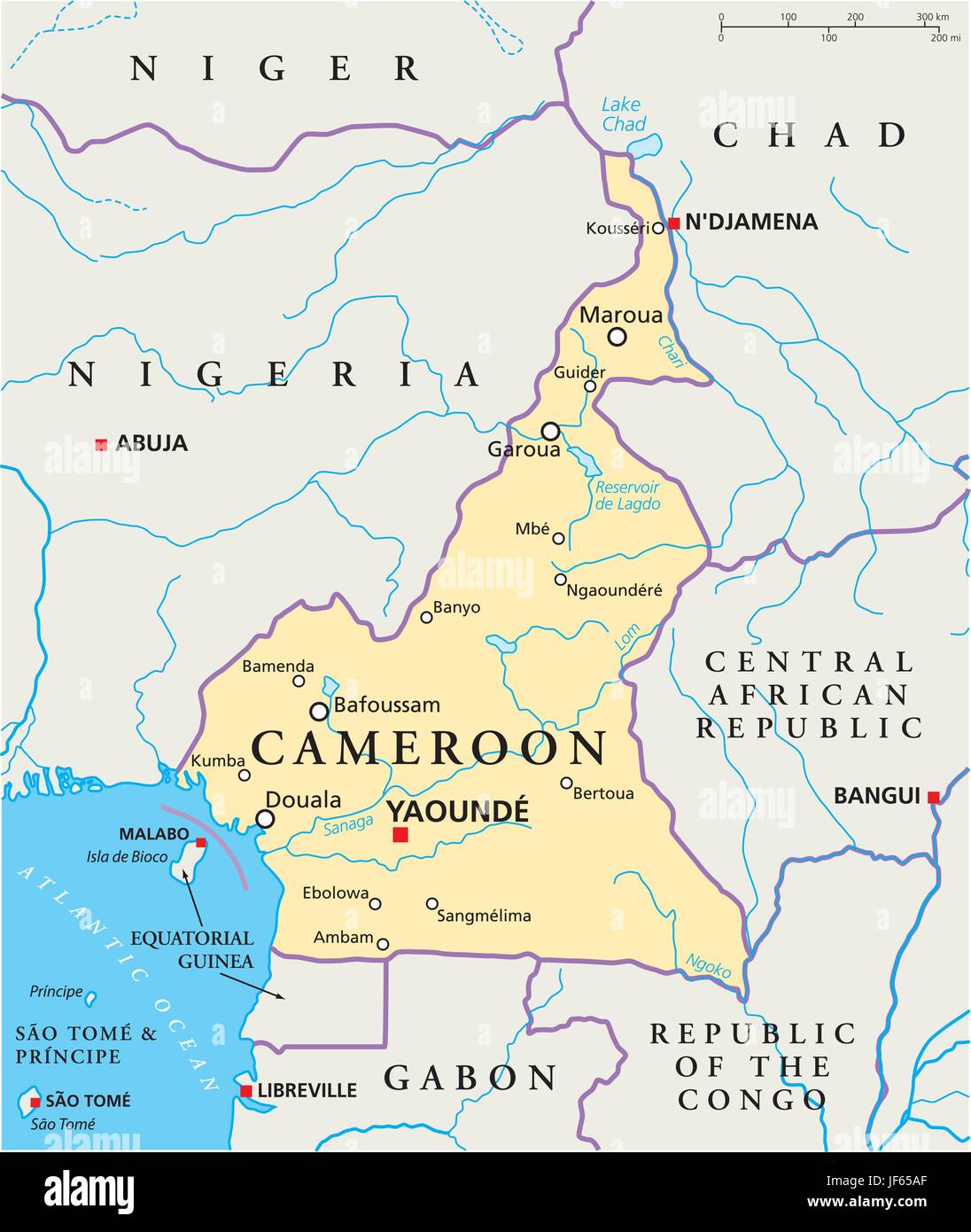 L'Afrique, l'Amérique centrale, Cameroun, carte, atlas, carte du monde, voyage, afrique, Illustration de Vecteur