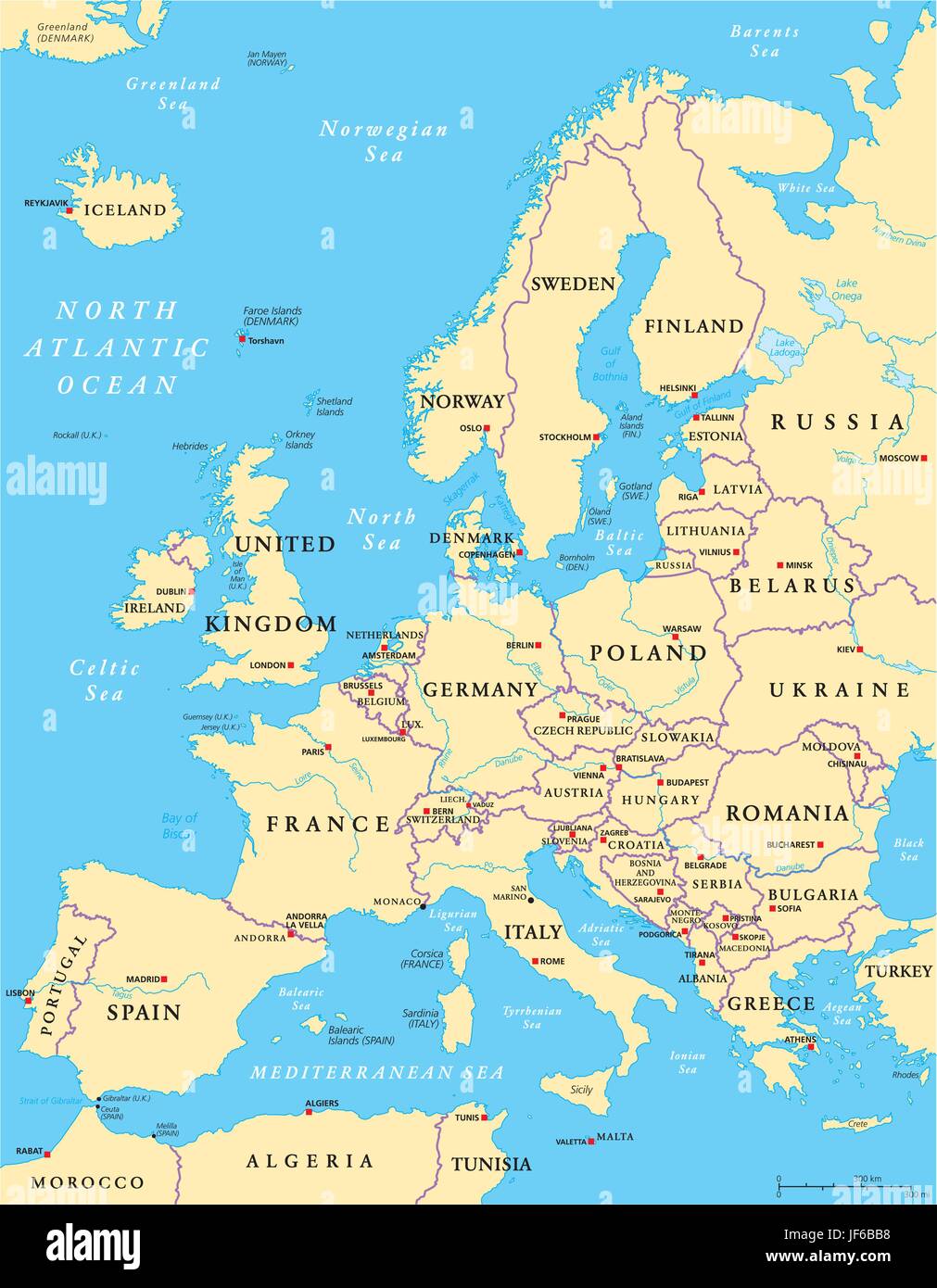 Partis politiques, l'Europe, continent, l'Union européenne, de l'Eurasie, carte, atlas, plan de la Illustration de Vecteur