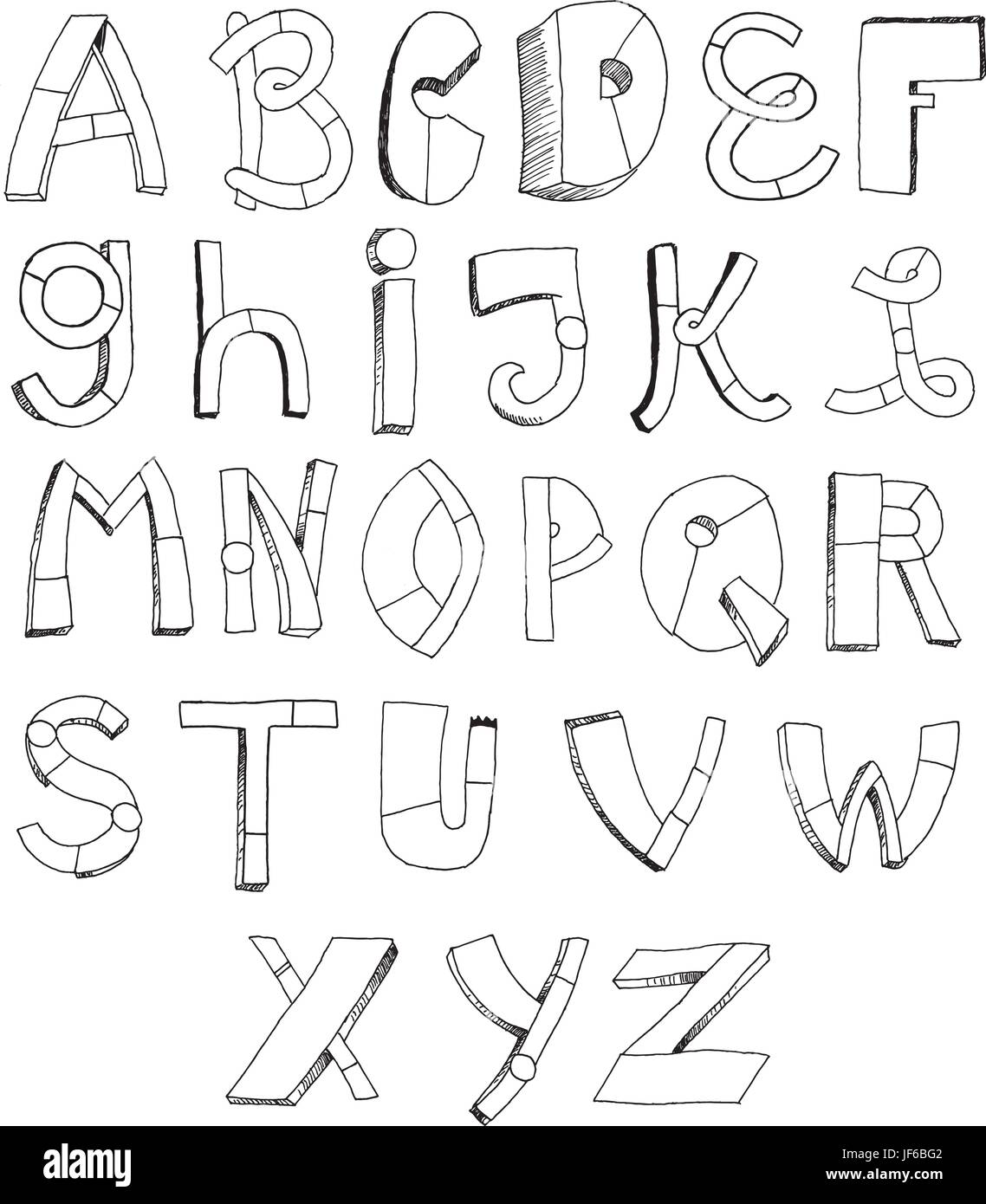 Alphabet, illustration, un alphabet,, i, buchstaben, buchstaben, b, c, d, e, f, Illustration de Vecteur