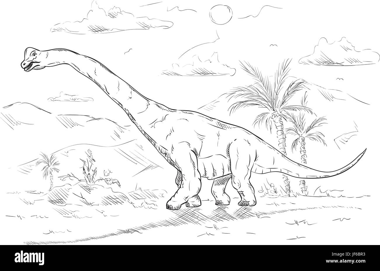 Isolés, illustration, dinosaure, vecteur, dessiner, danger, grand, grand, énorme, Illustration de Vecteur