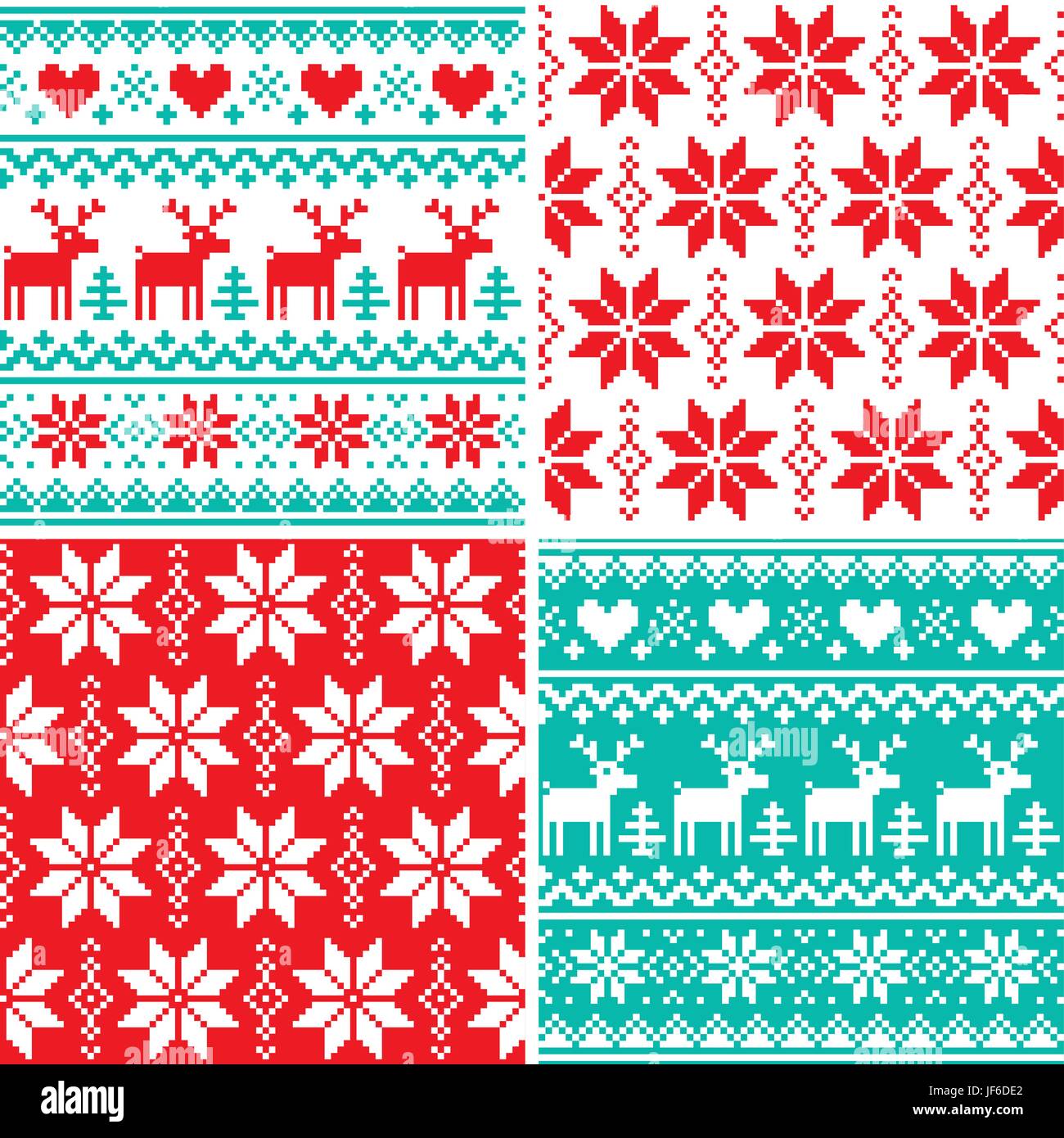 Ensemble de modèles d'hiver, Noël conception sans couture, collection Noël style cavalier laid Illustration de Vecteur