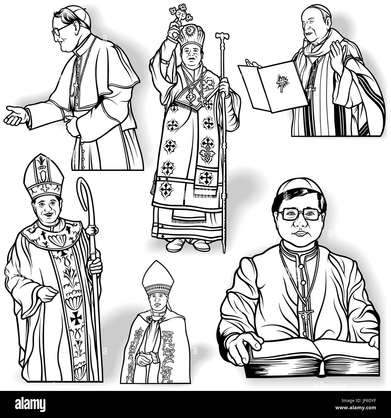 La religion, l'évêque, prêtre, moine, le christianisme, le cardinal, la religion, religieux, Illustration de Vecteur