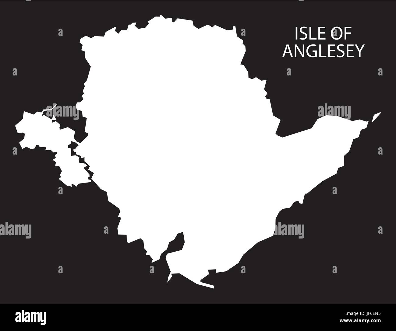 Isle of Anglesey Pays de Galles carte inversée illustration silhouette noire Illustration de Vecteur