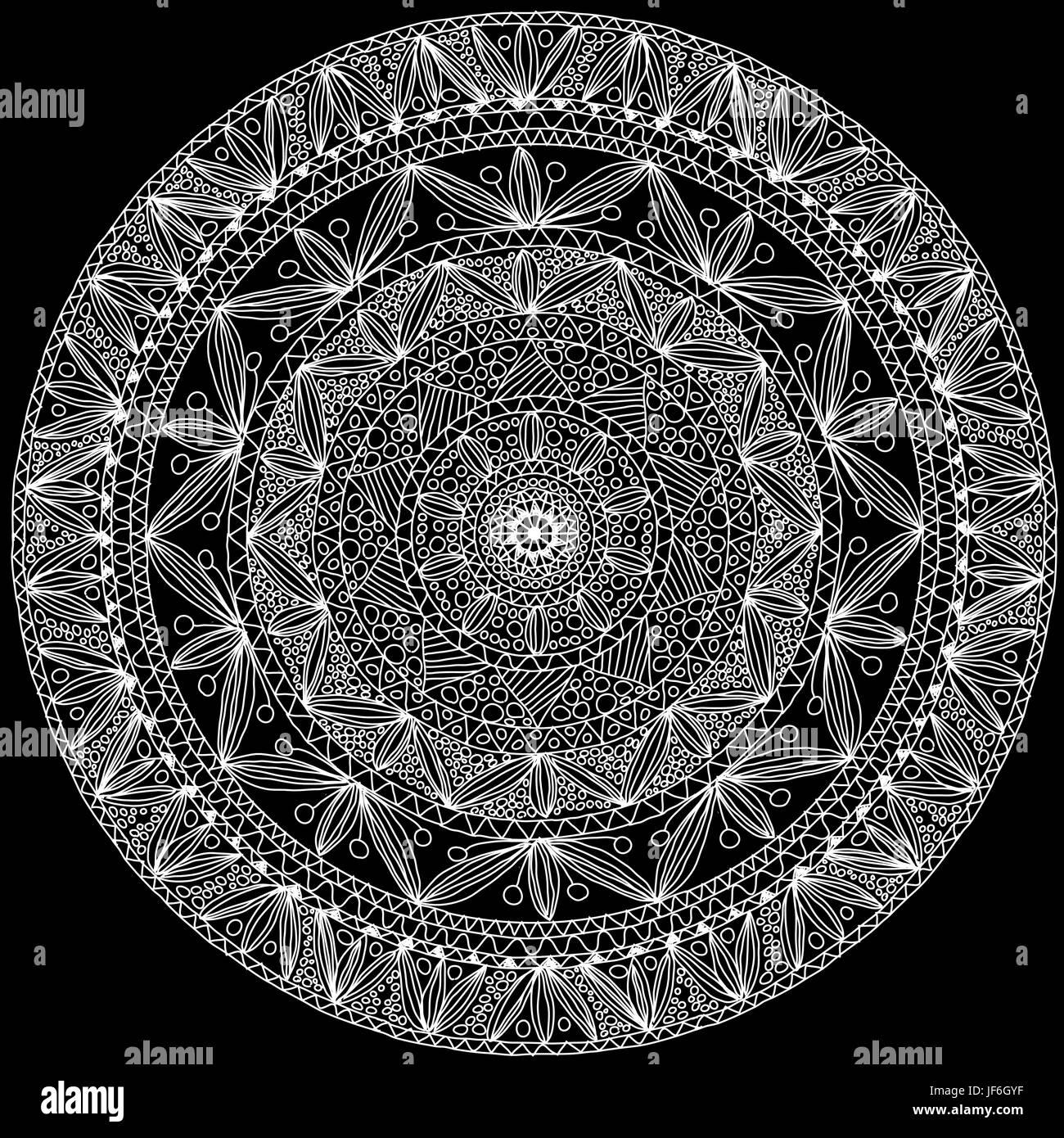 Ornement fait main dentelle ronde Illustration de Vecteur