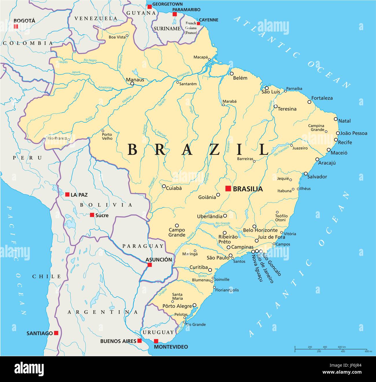 Carte politique du Brésil Illustration de Vecteur