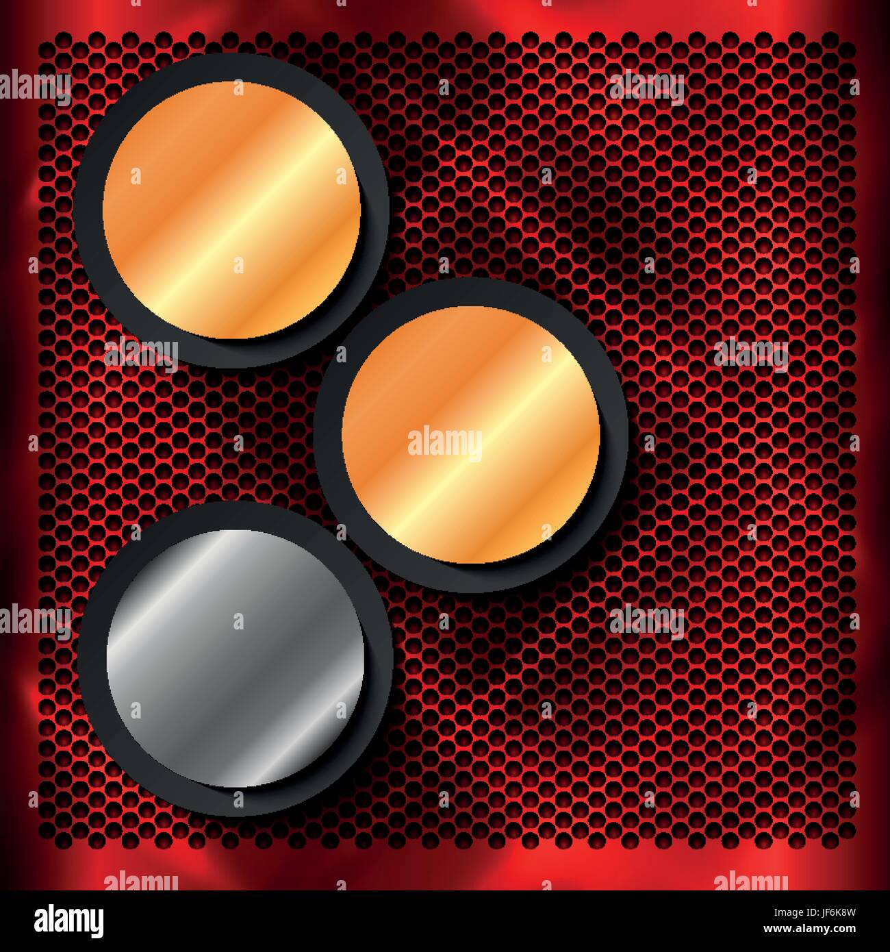 Metal, carrés, points, graphite, de l'or, métal, cercle, carré, points, trois, Illustration de Vecteur
