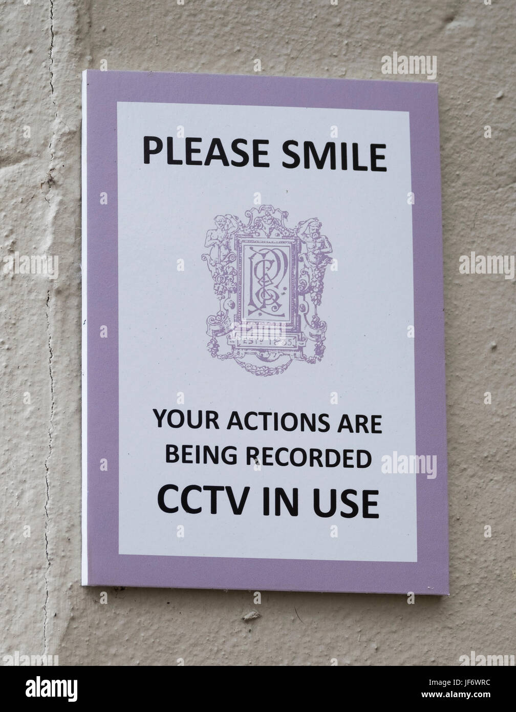 Panneau d'avertissement de caméra de vidéosurveillance à Bridgnorth, Shropshire, England, UK Banque D'Images