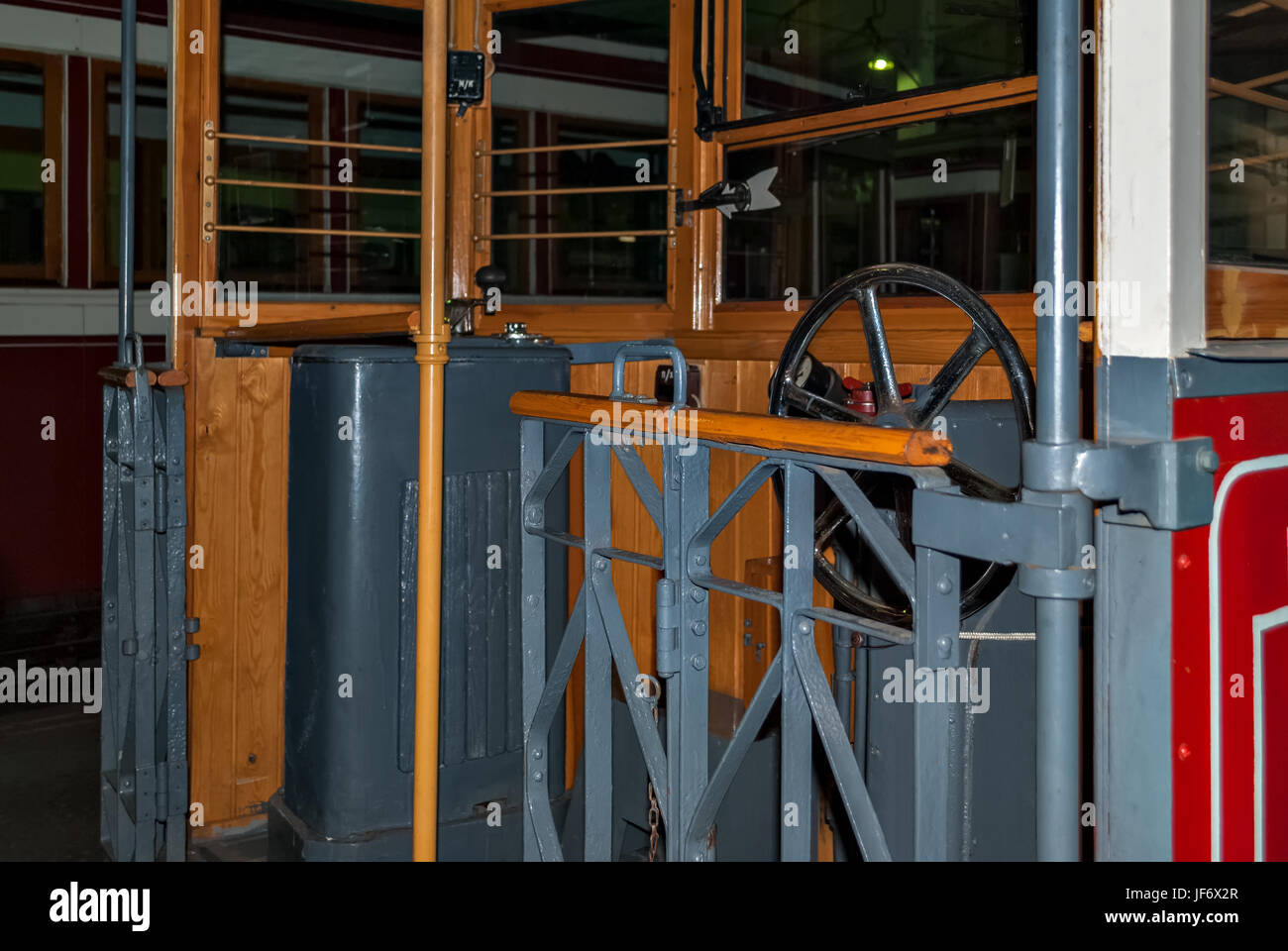 Cabine du conducteur de tramway. Banque D'Images