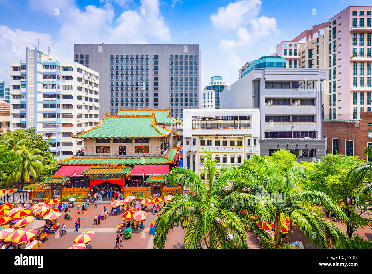 Paysage urbain de Singapour à Kwan Im Thong Hood Cho Temple. Banque D'Images