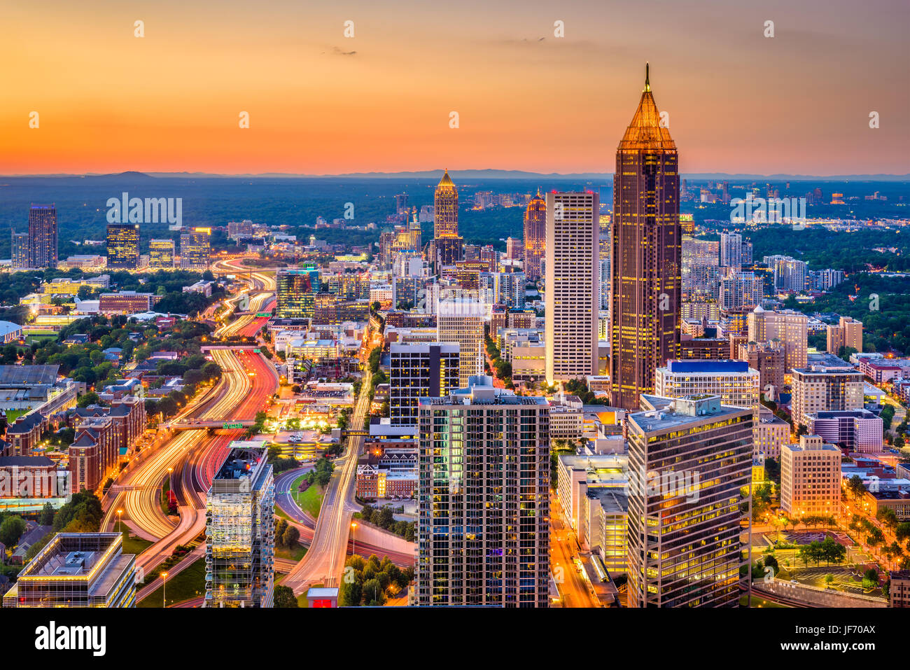 Atlanta, Georgia, USA Centre-ville au crépuscule. Banque D'Images