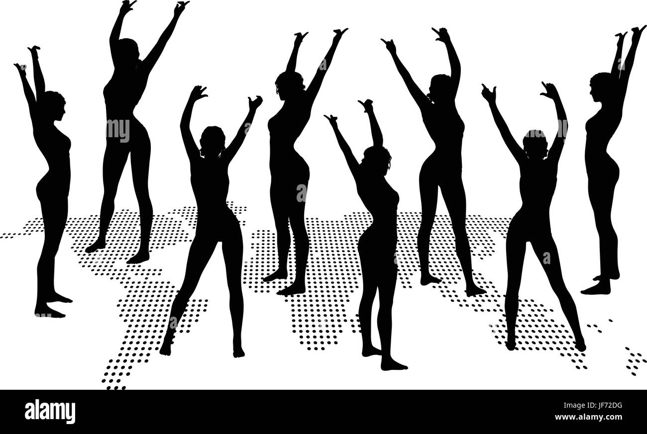 Avec silhouette de femme danse hand gesture Illustration de Vecteur