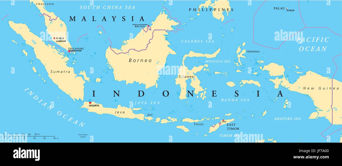 L'Indonésie, la Malaisie, la carte, atlas, carte du monde, politique, Bali,  Indonésie Image Vectorielle Stock - Alamy
