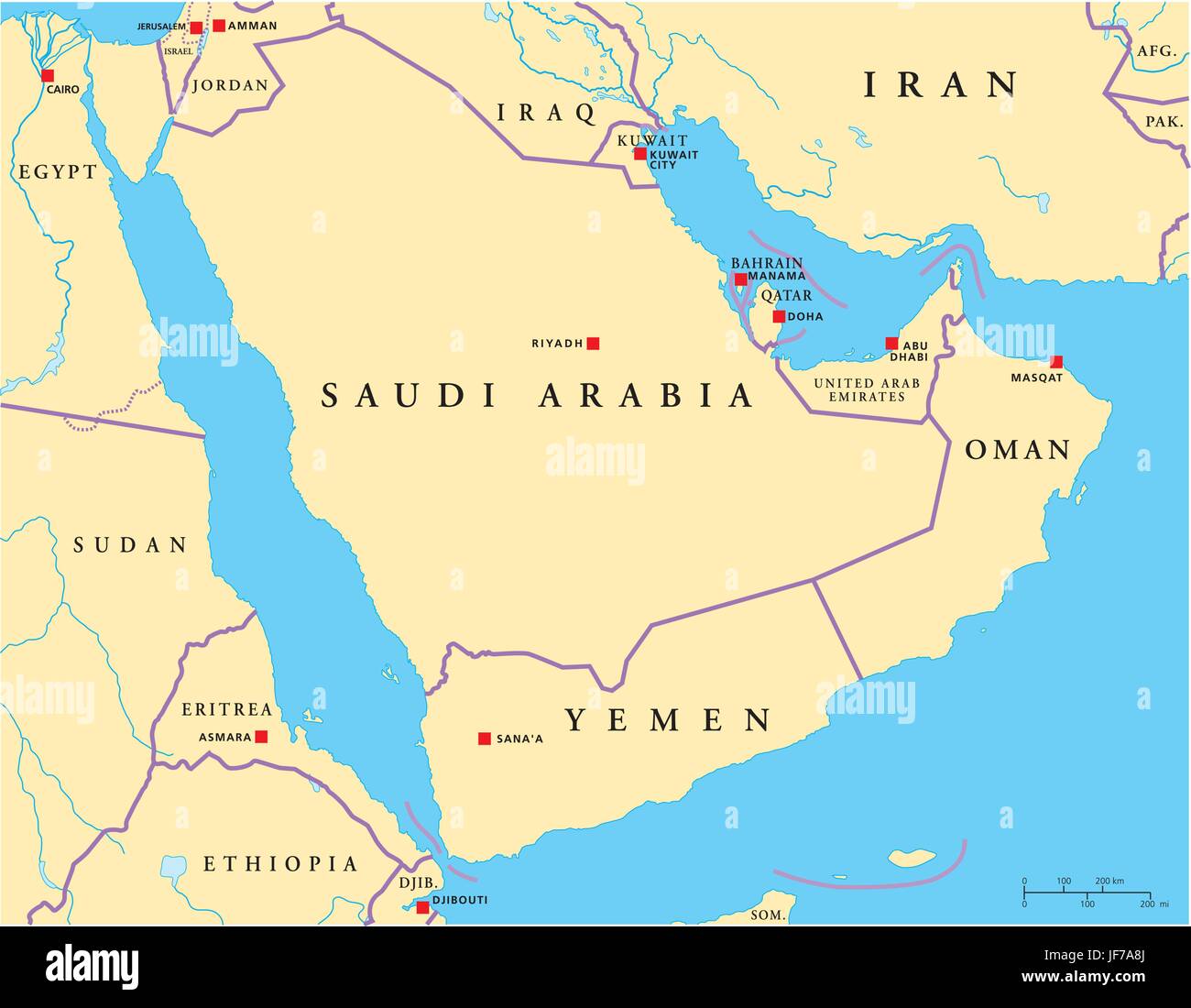La Péninsule Darabie Saoudite Yémen Carte Atlas Carte