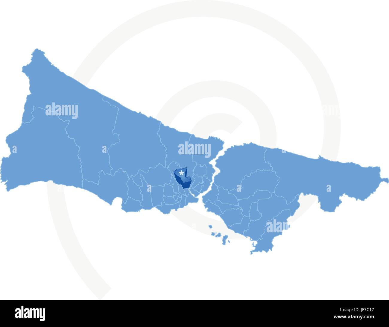 Istanbul Map avec les districts administratifs où est tiré Gaziosmanpasa Illustration de Vecteur