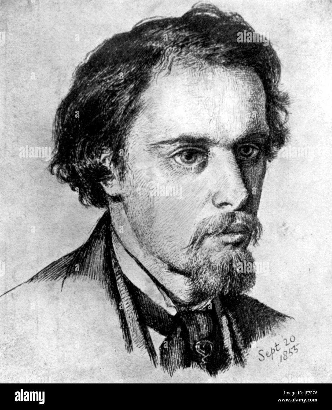 Dante Gabriel Rossetti, portrait par lui-même. Peintre et poète anglais, traducteur. 12 mai 1828 - 10 Avril 1882 Banque D'Images