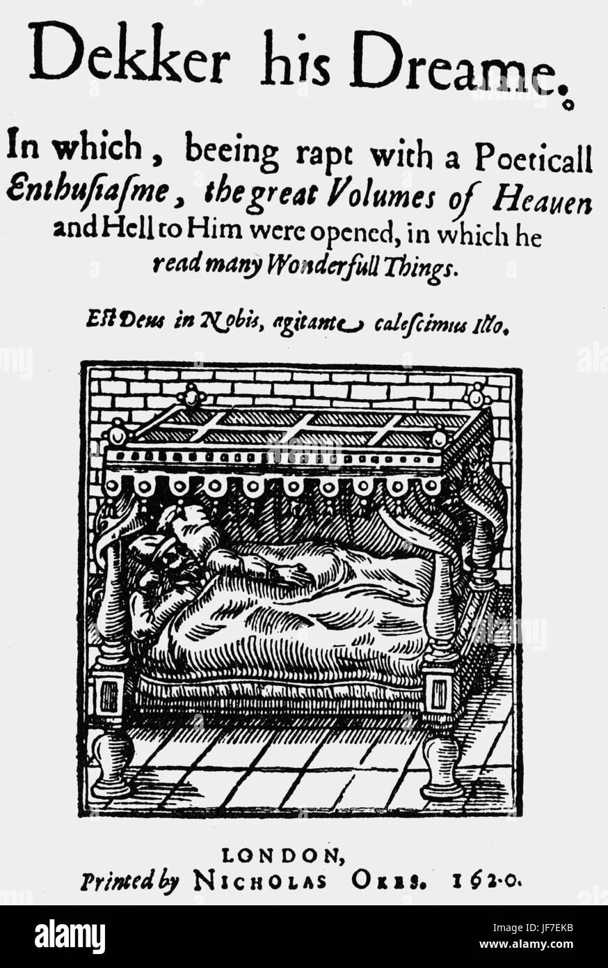Le rêve de 'Dekker - titlepage 1620. Traité écrit par Thomas Dekker, publié 1620. TD, dramaturge élisabéthain, pamphlétaire et écrivain, c 1572 - 25 août 1632. Banque D'Images