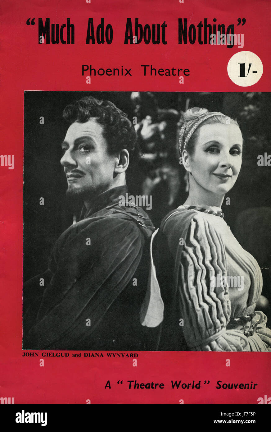 Beaucoup de bruit pour rien - William Shakespeare, jouer à l'PhoenixTheater, Londres. Avec John Gielgud, Diana Wynyard. La couverture du programme, 1959. Banque D'Images
