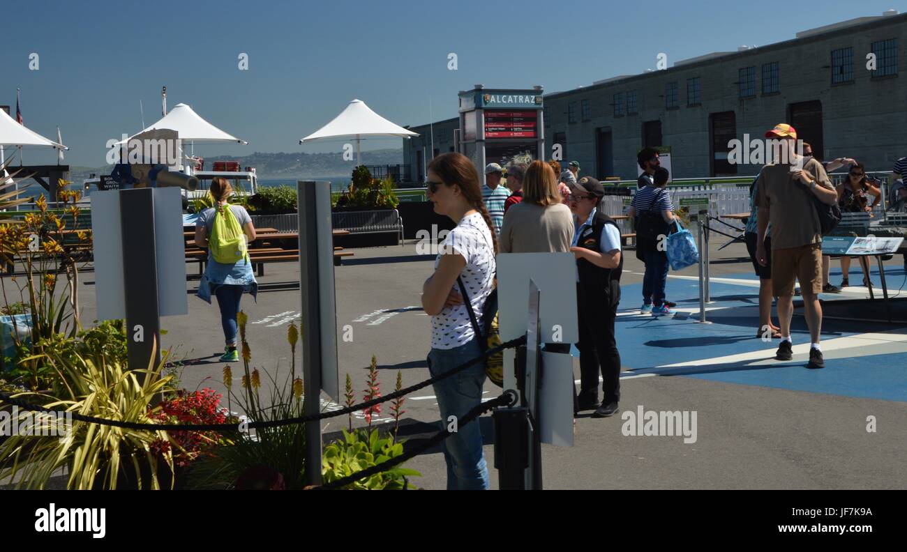 Alcatraz Cruises dans le Port de San Francisco à partir du 1er mai 2017, California USA Banque D'Images