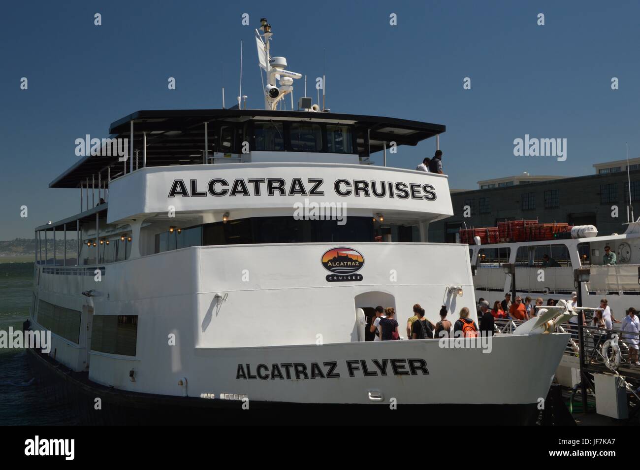 Alcatraz Cruises dans le Port de San Francisco à partir du 1er mai 2017, California USA Banque D'Images