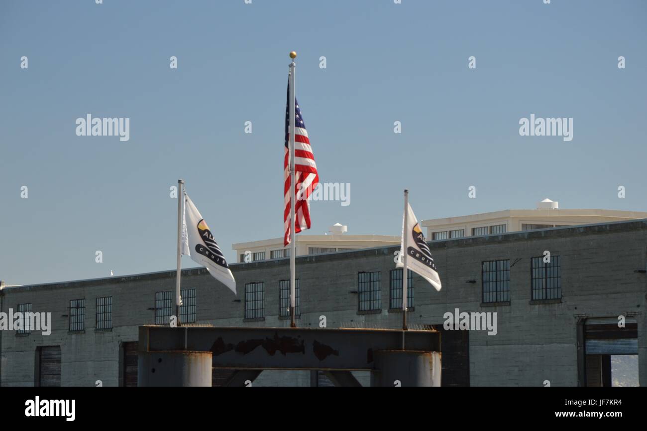 Alcatraz Cruises dans le Port de San Francisco à partir du 1er mai 2017, California USA Banque D'Images