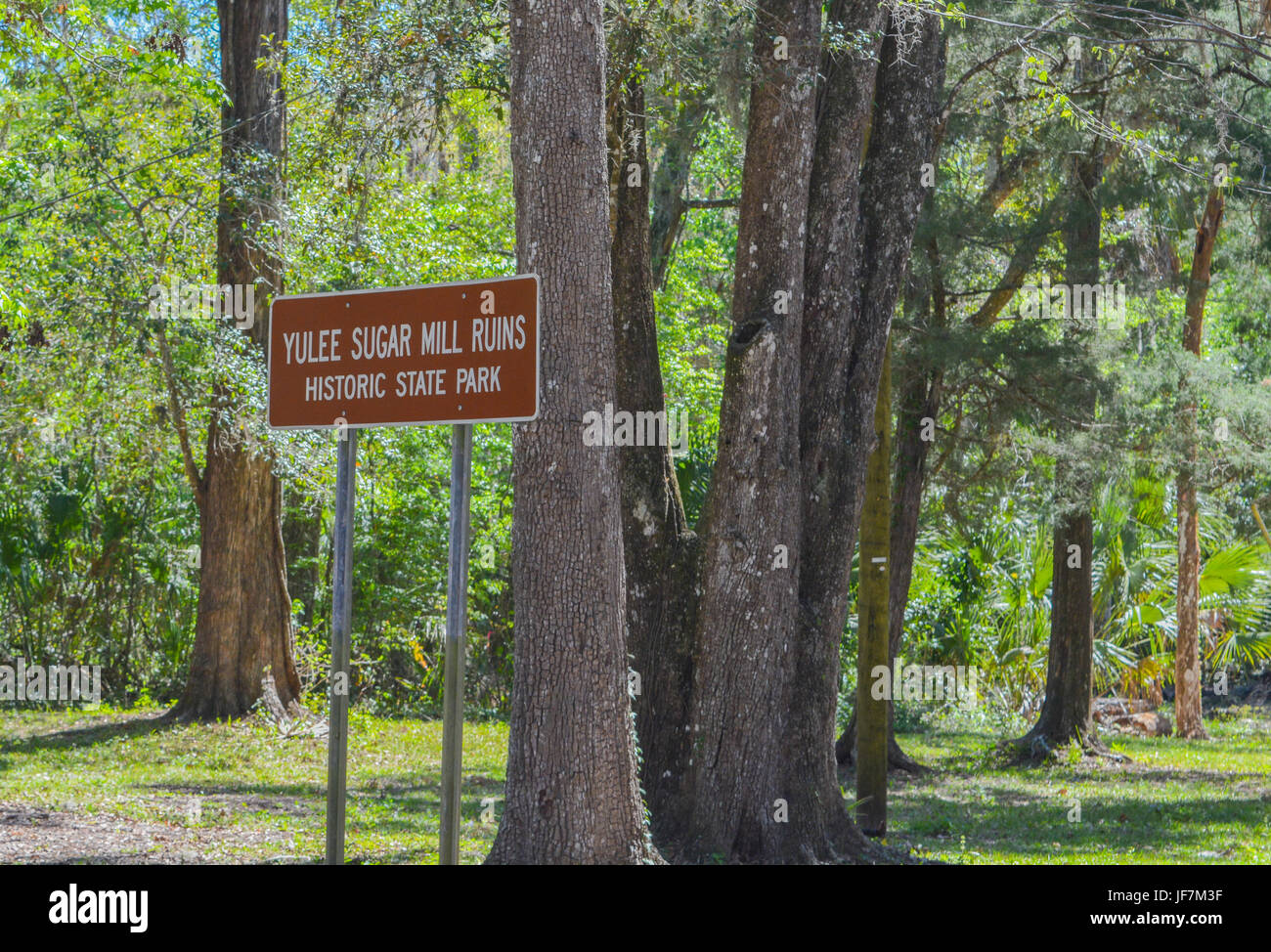 Un signe de Yulee Sugar Mill Ruins Historic State Park à Homosassa Florida USA Banque D'Images