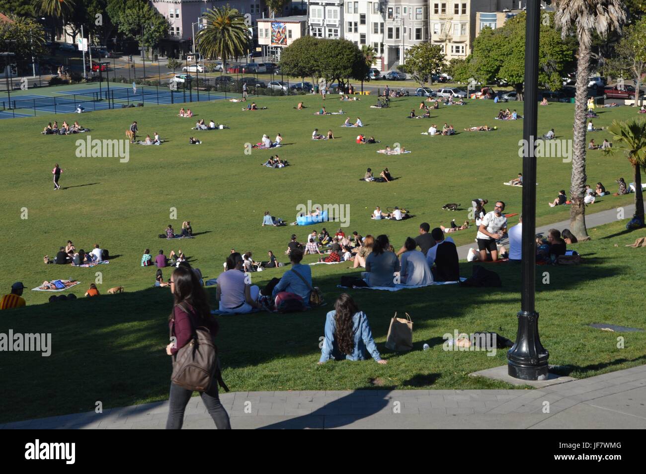 Impressions de la Dolores Park à San Francisco du 1er mai 2017, California USA Banque D'Images