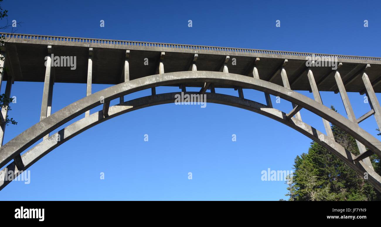 Le Panhorst Frederick W. Bridge, plus communément connu sous le nom de la Fédération Gulch Bridge dans Mendocino à partir du 29 avril 2017, California USA Banque D'Images