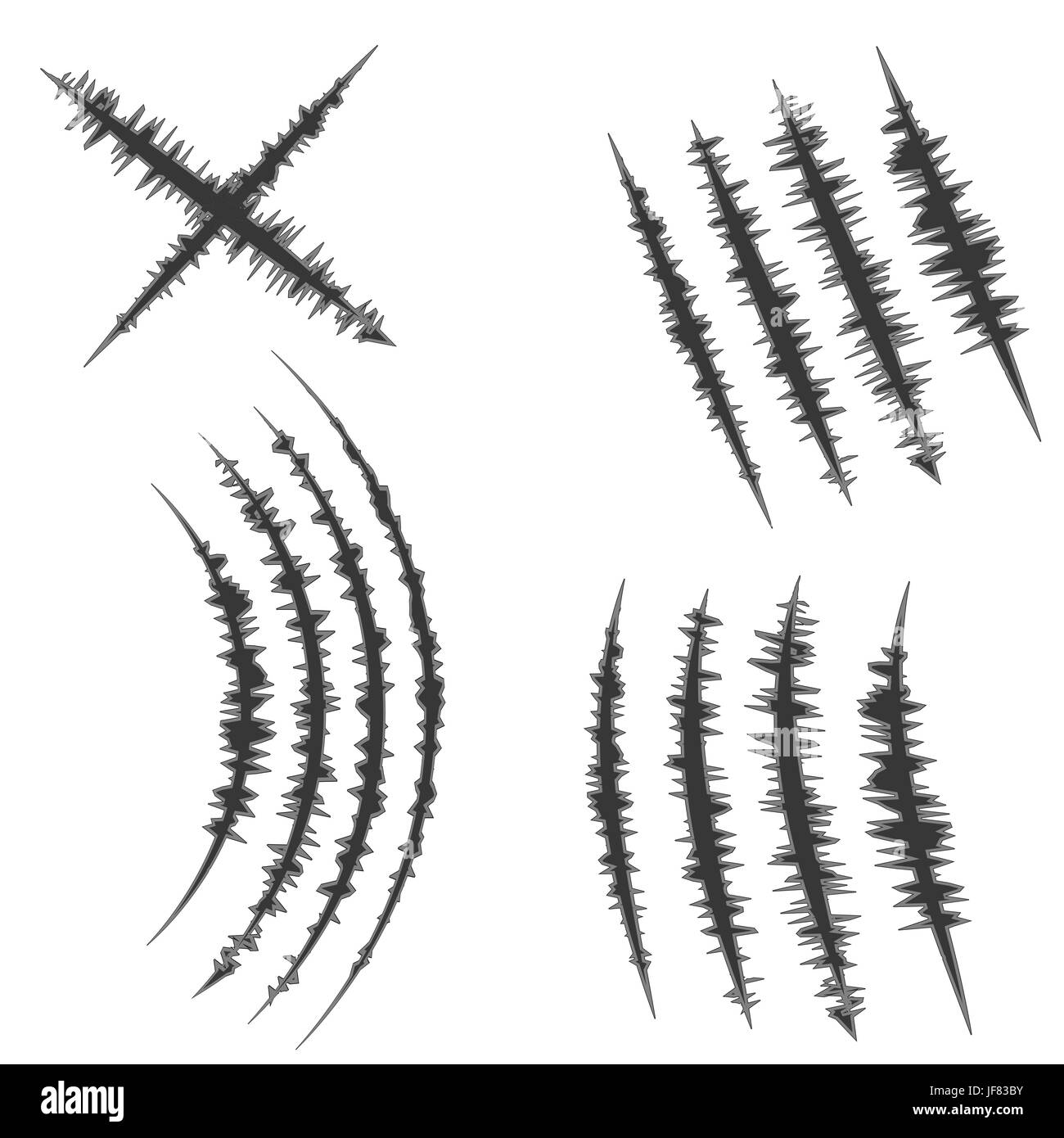 Monster Collection griffe rouge isolé sur fond blanc Illustration de Vecteur