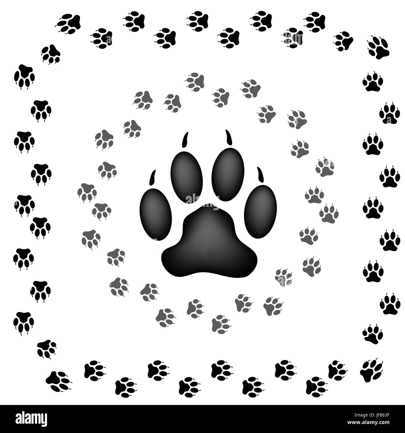Empreintes de pattes d'animaux isolé sur fond blanc Illustration de Vecteur