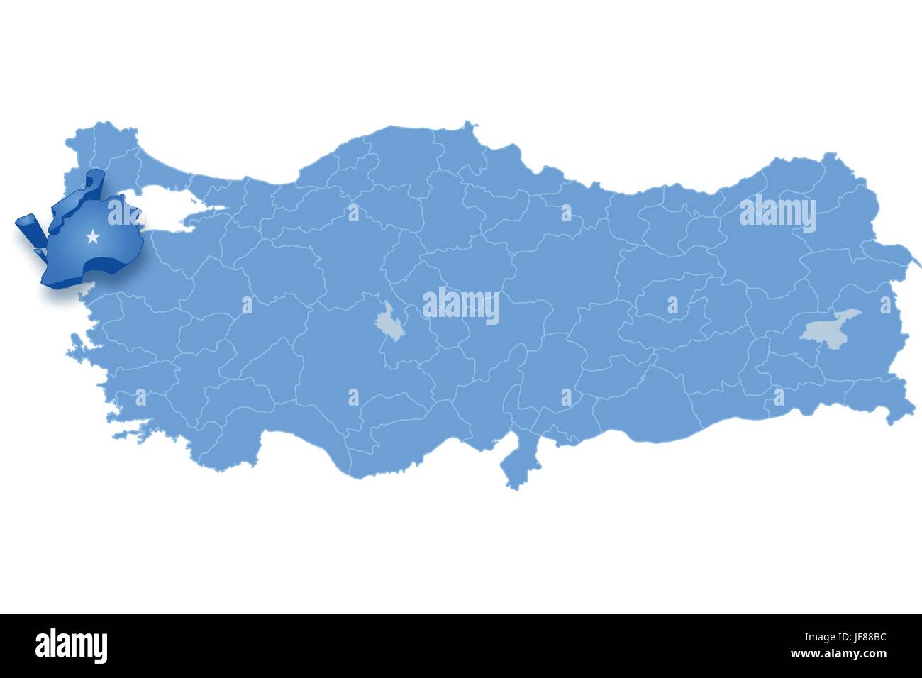 Carte de la Turquie, Çanakkale Illustration de Vecteur