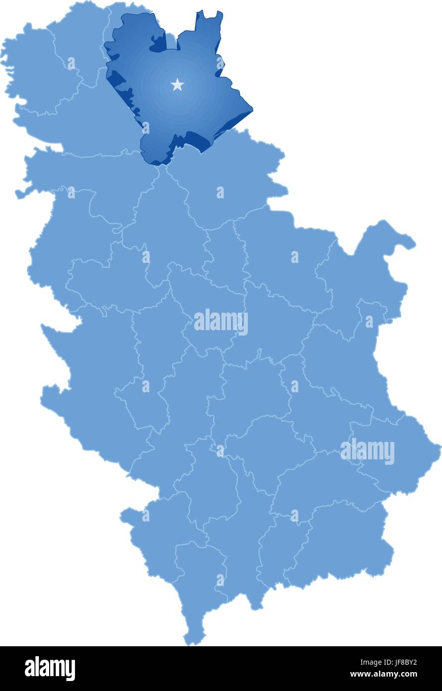 La carte de la Serbie, la subdivision District du Banat Central Image