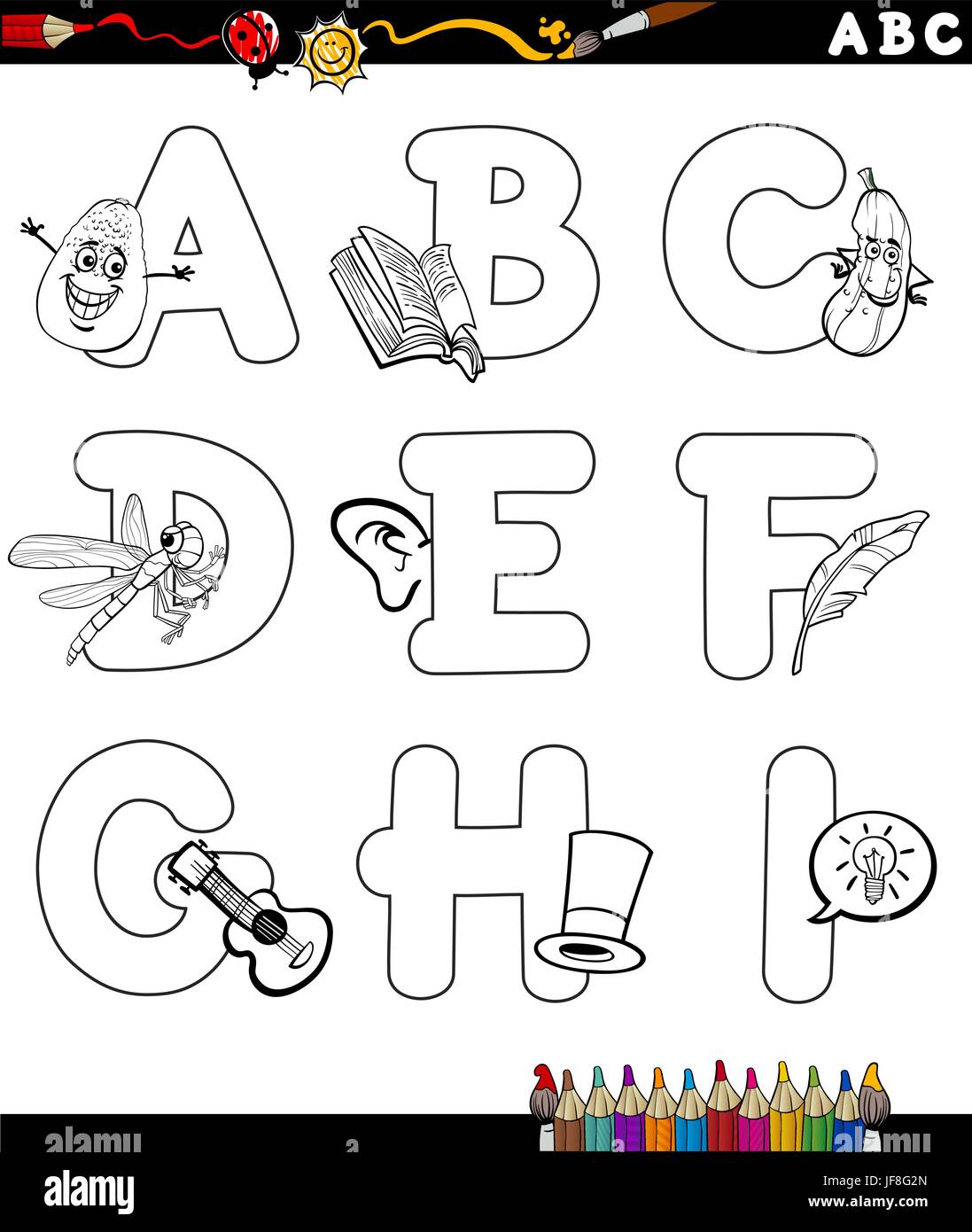 Coloriage alphabet cartoon Illustration de Vecteur
