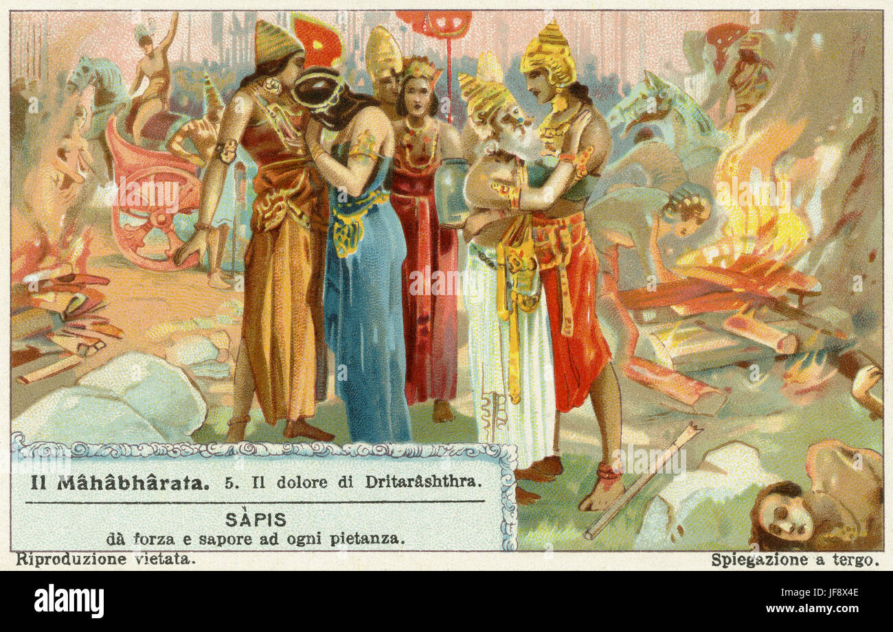 Mahabharata, poème épique sanscrit. La tristesse d'Dritarashthra. Carte de  collection Liebig 1931 Photo Stock - Alamy