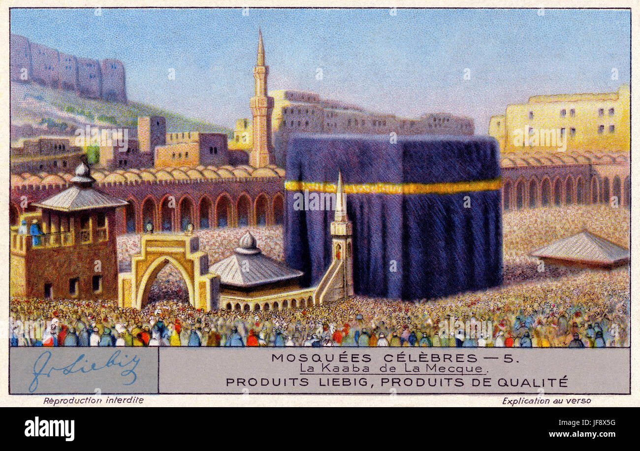 Muazzama la Kaaba (ka) à La Mecque, l'Arabie Saoudite. Célèbres mosquées. Carte de collection Liebig 1931 Banque D'Images