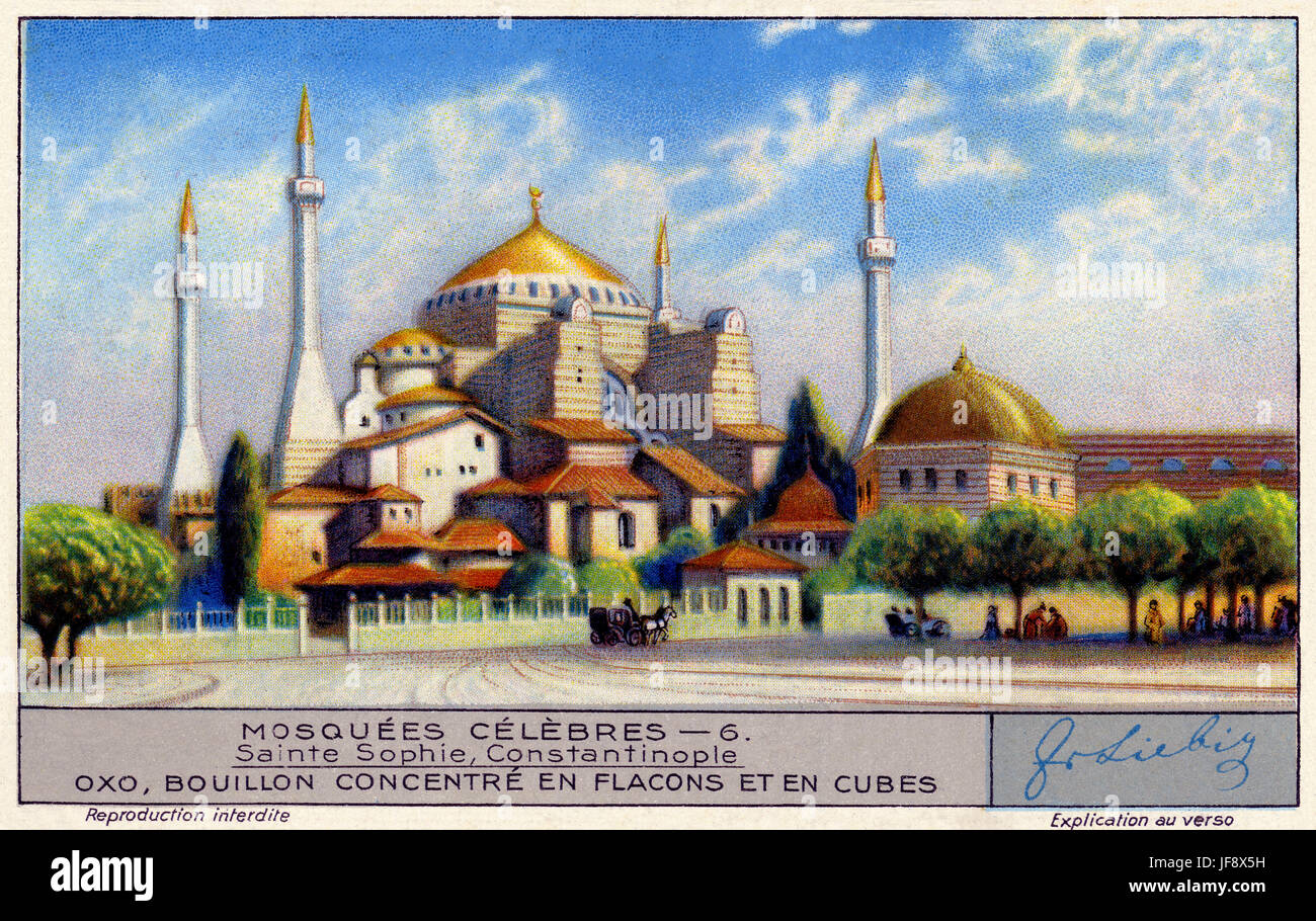 Sainte-sophie, Istanbul, Turquie. Célèbres mosquées. Carte de collection Liebig 1931 Banque D'Images