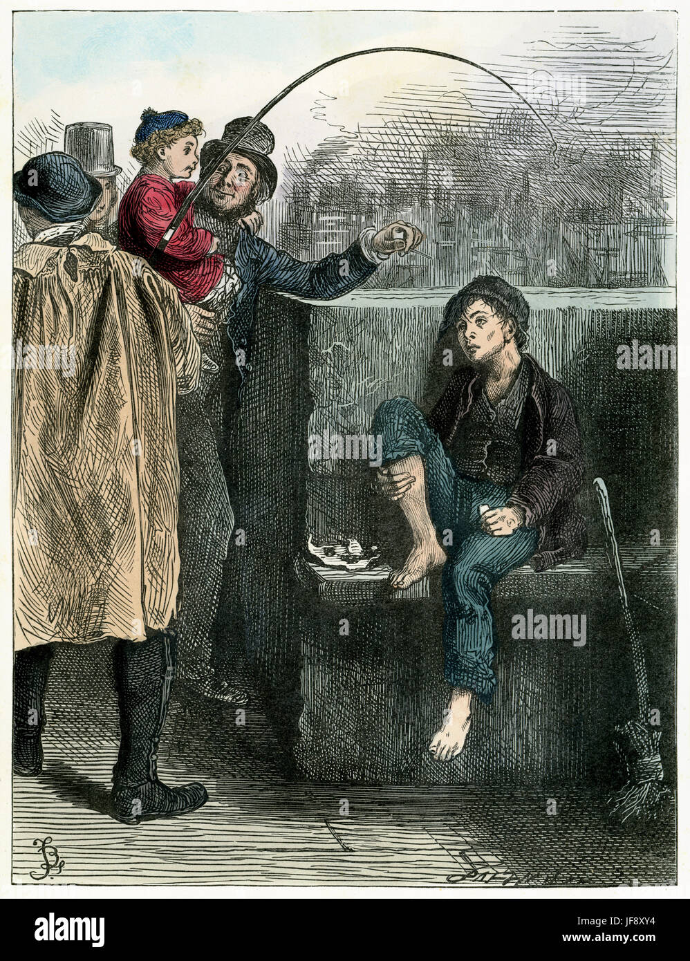 Jo dans Bleak House, roman de Charles Dickens (7 février 1812 - 9 juin 1870). Illustration par Fred Barnard (16 mai 1846 - 28 septembre 1896) Banque D'Images
