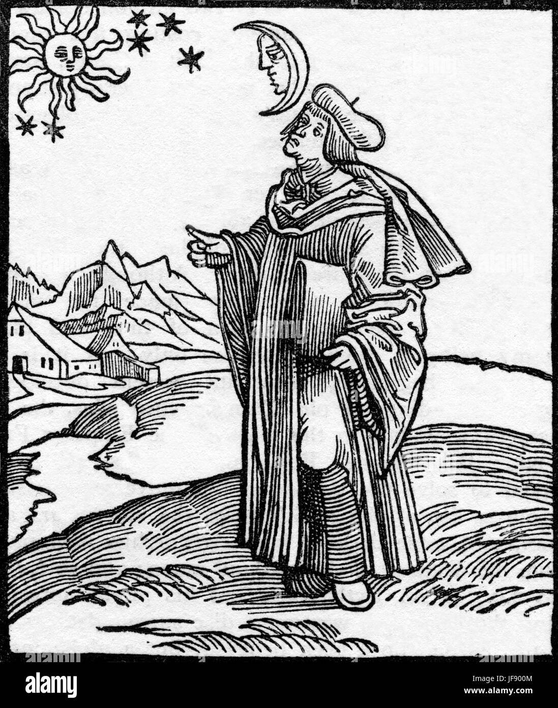 L'astronome du 17ème siècle consiste à l'observation. Banque D'Images