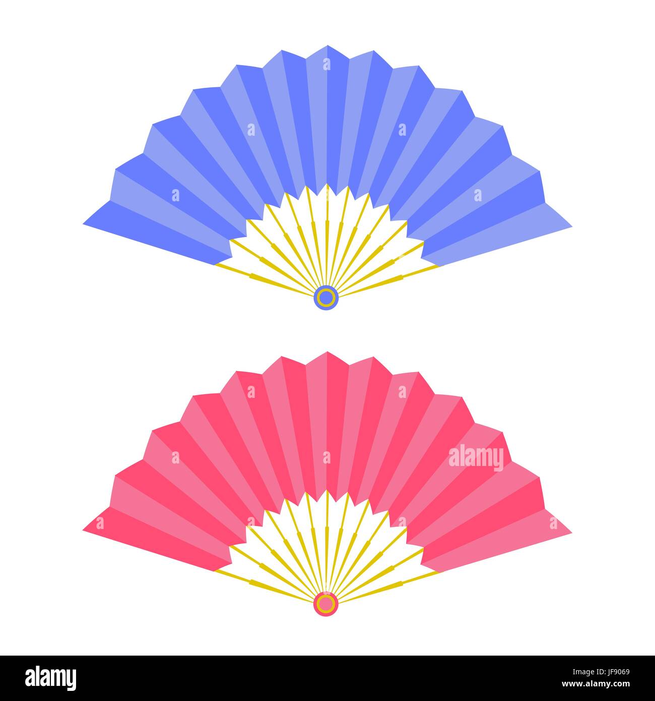 Fans de pliage élégant isolé sur fond blanc Illustration de Vecteur