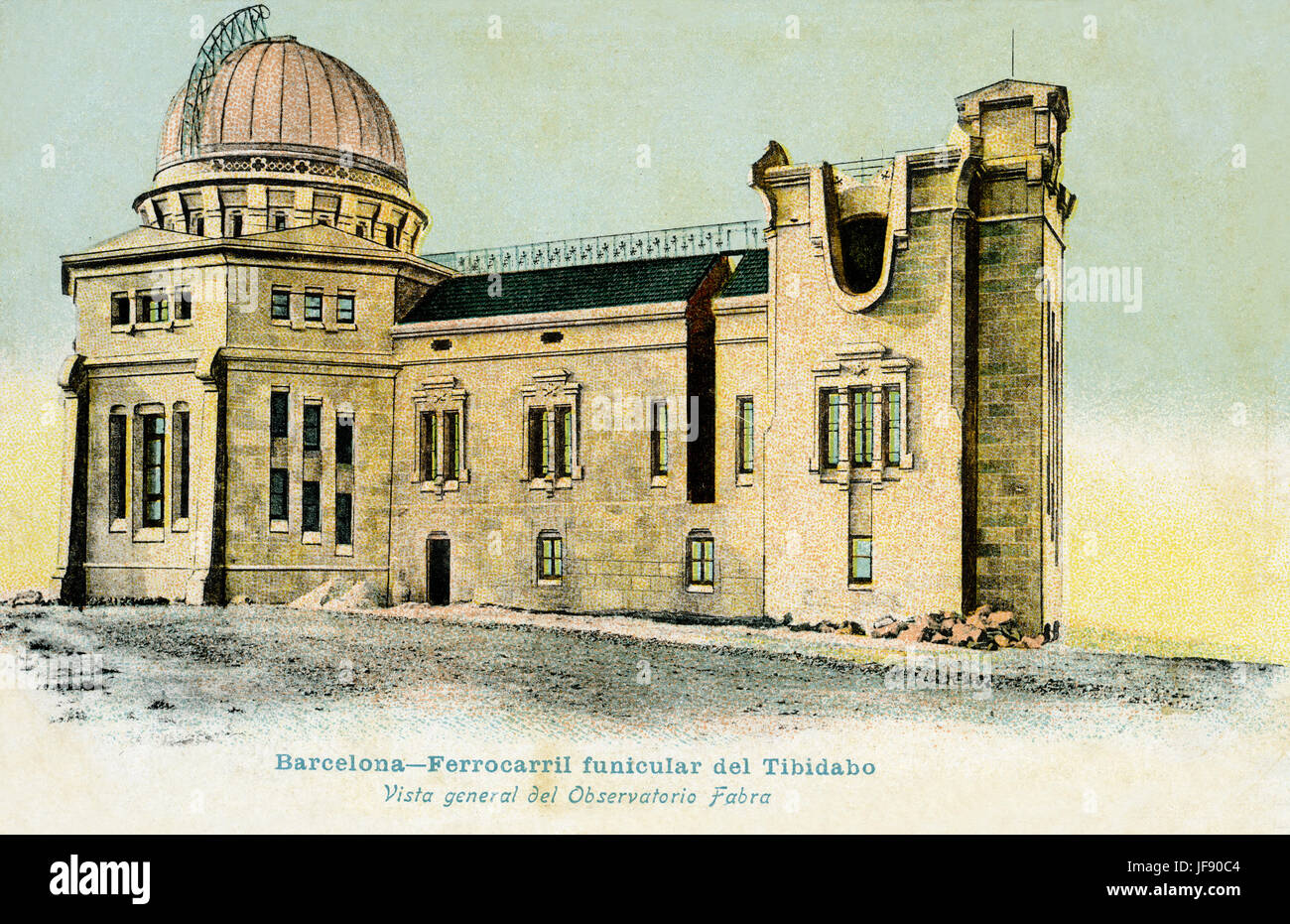 L'observatoire astronomique situé à l'Observatoire Fabra à Barcelone, Catalogne, Espagne vers le sud à 415 mètres au-dessus du niveau de la mer. Elle a été créée en 1904 . Illustration de l'époque de sa création. L'activité principale est l'étude des astéroïdes et comètes. Peut être atteint par finicular Ferrocaril del Tibidabo construit en 1901 Banque D'Images