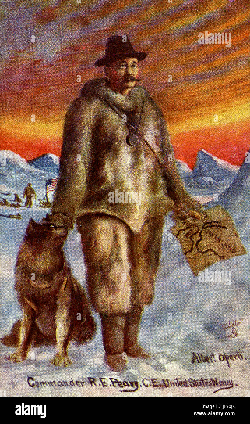 Le Capitaine de frégate Robert Peary (1856 - 1920), explorateur de l'Arctique de l'Amérique, portrait peint dans l'Arctique par Albert Operti, artiste de l'expédition officielle Banque D'Images