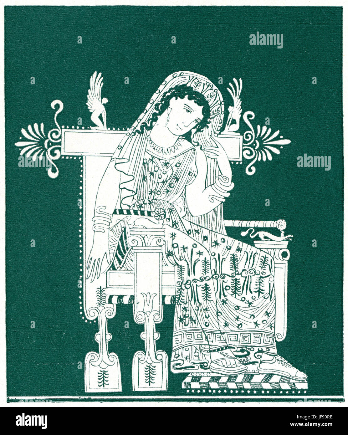 Phaedra, fille de Minos et de Pasiphaë, épouse de Thésée, dans la mythologie grecque. 19ème siècle illustration dans le style de l'ancienne poterie grecque figure rouge. Banque D'Images