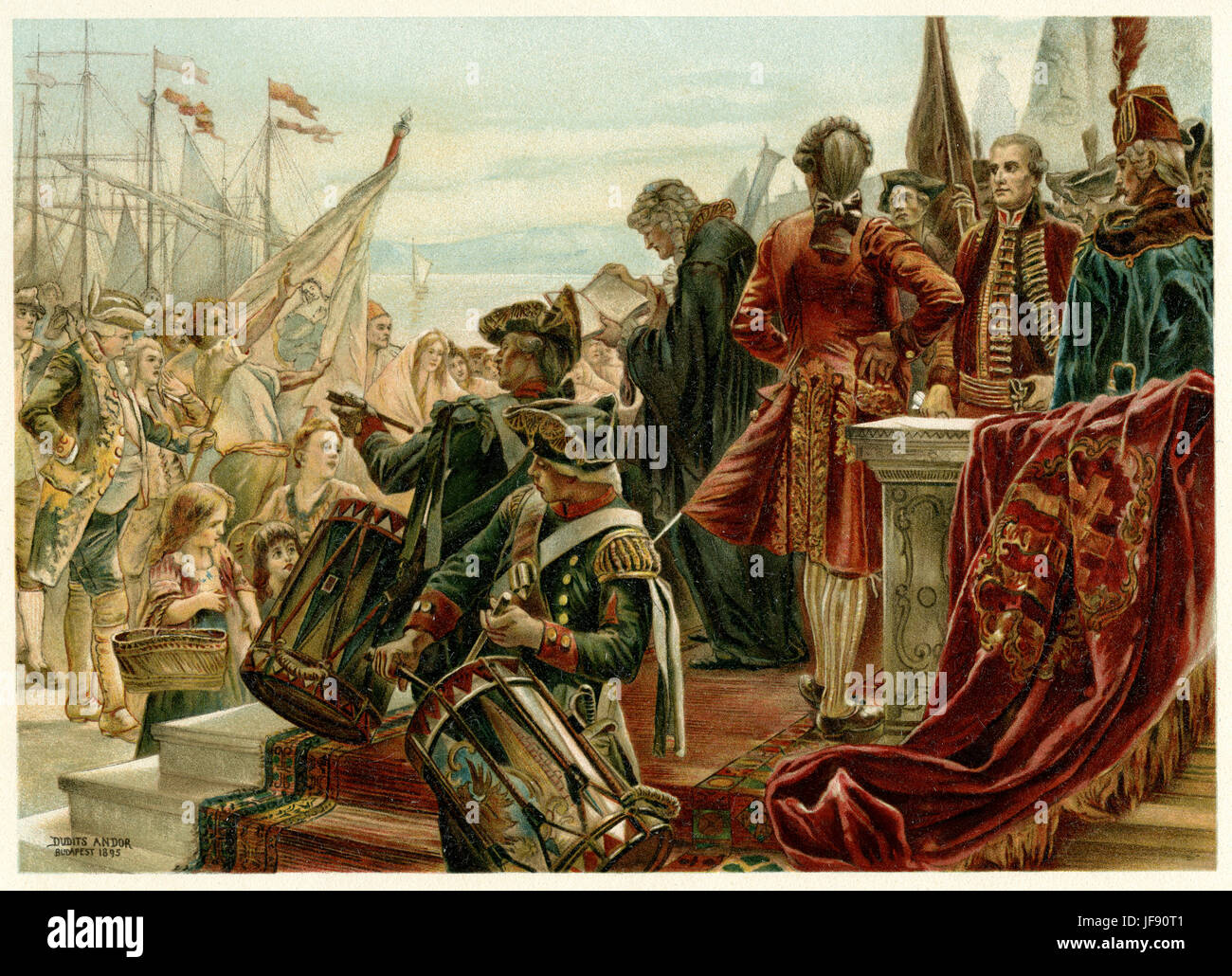 Célébration de l'annexion de l'état libre de Fiume (aujourd'hui Rijeka en Croatie) à la Hongrie par l'Impératrice Marie-Thérèse en 1779 Banque D'Images