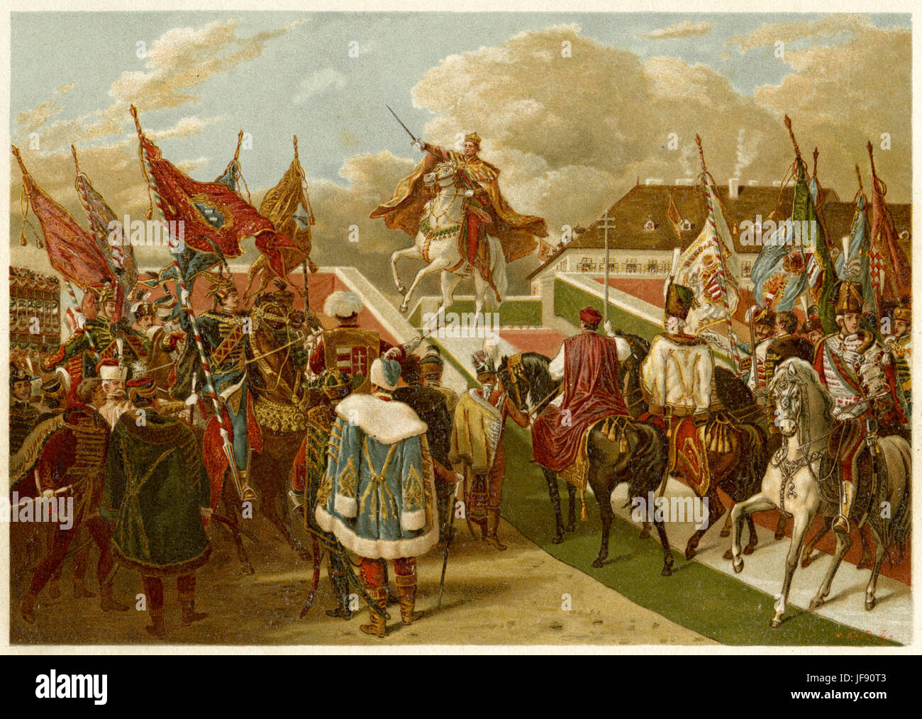 Couronnement de Ferdinand V de la Hongrie sur la couronne la colline de cérémonie à Bratislava, 1835 Banque D'Images