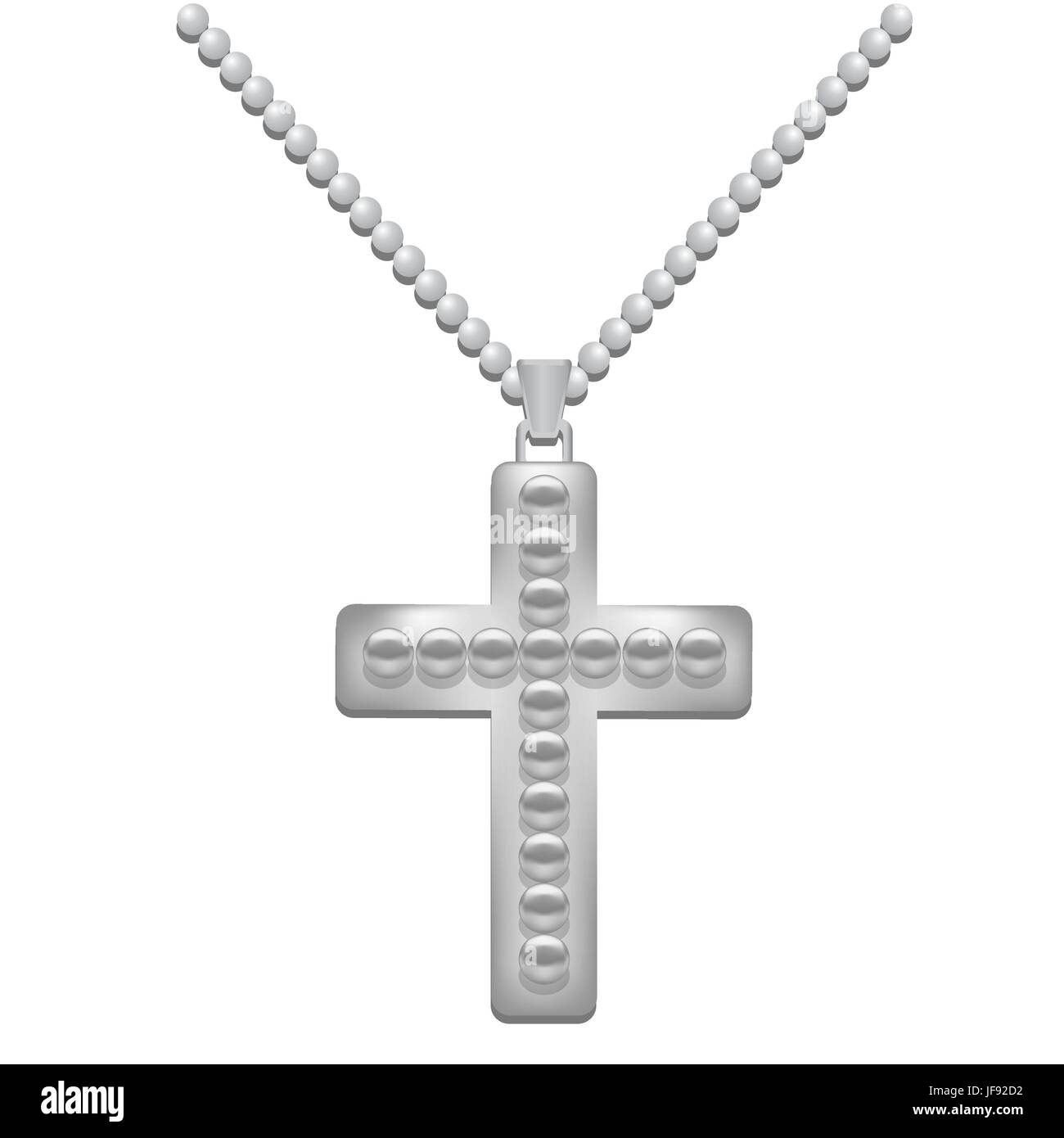 Croix de métal argent isolé sur fond blanc. Symbole religieux chrétiens. Illustration de Vecteur