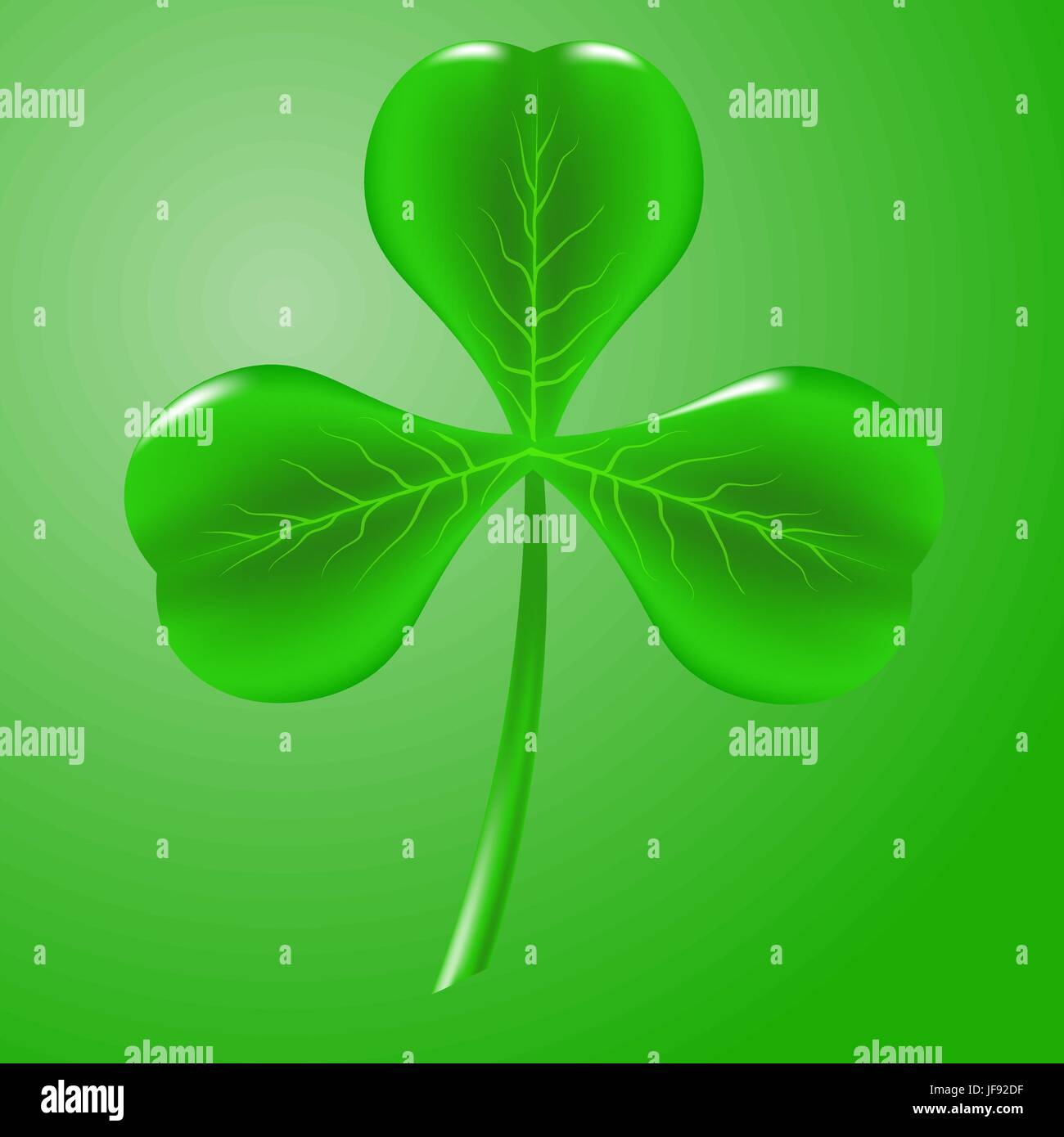 Trèfle vert isolé sur fond vert. Symbole de la St Patrick Day. Trèfle irlandais Icône. Illustration de Vecteur
