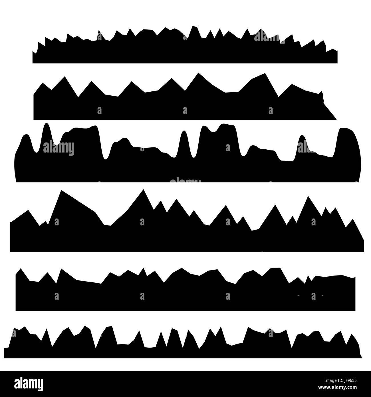 Jeu de silhouettes de montagne isolé sur fond blanc Illustration de Vecteur