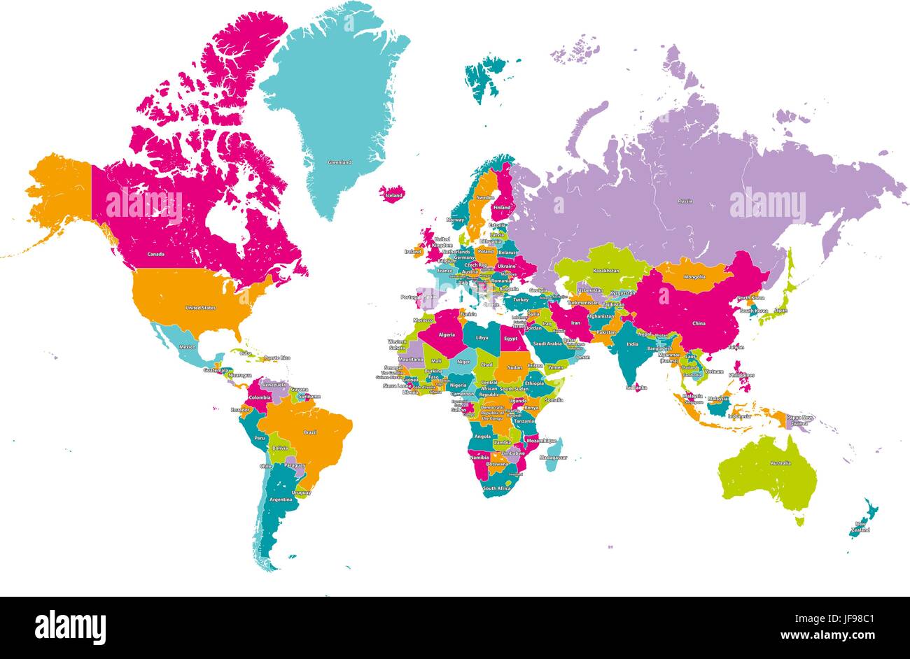 Carte Du Monde Avec Les Frontières Des Pays Et Des Noms De