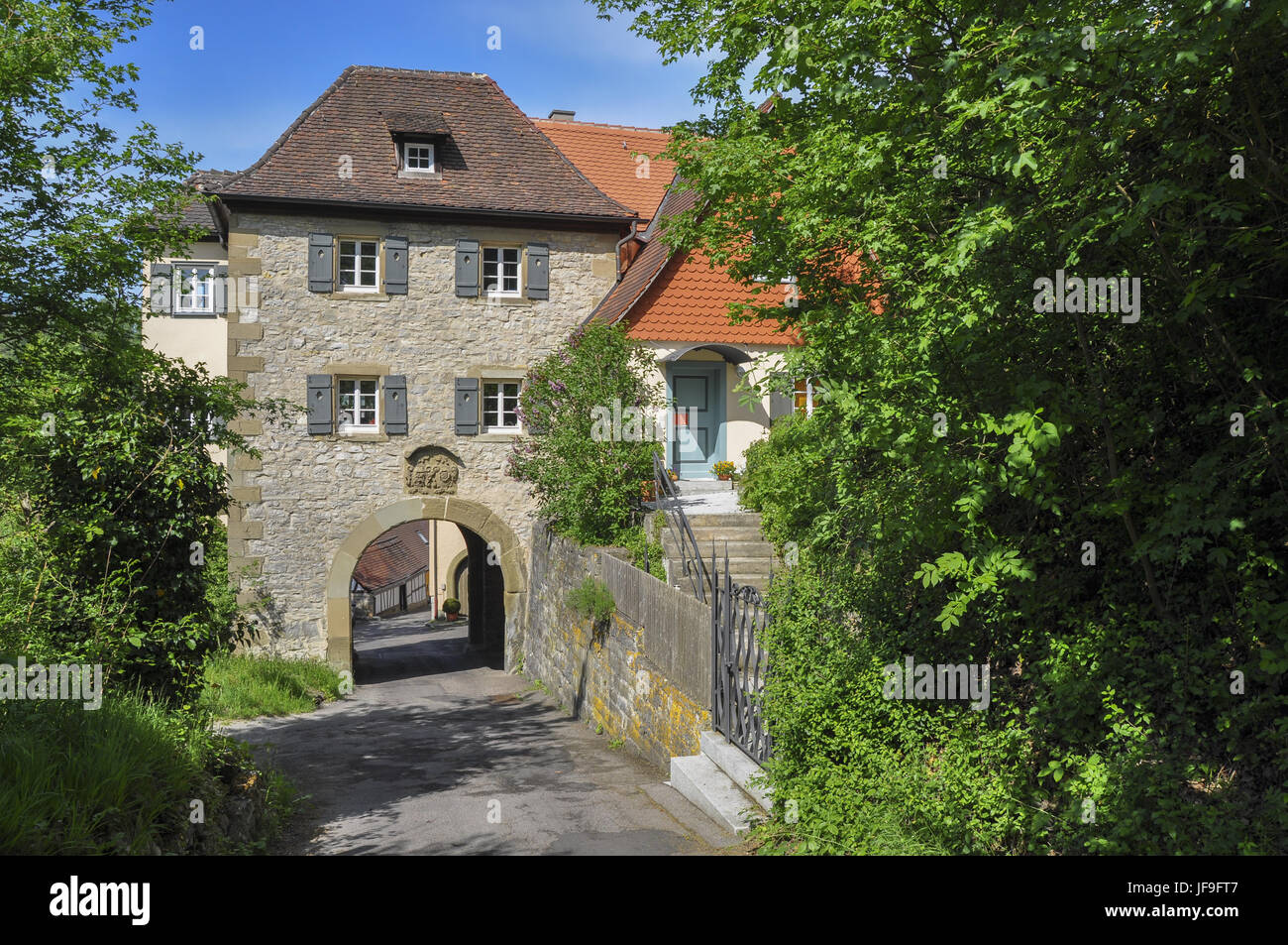 Dans Hall-Steinbach Schwaebisch Gate Tower Banque D'Images